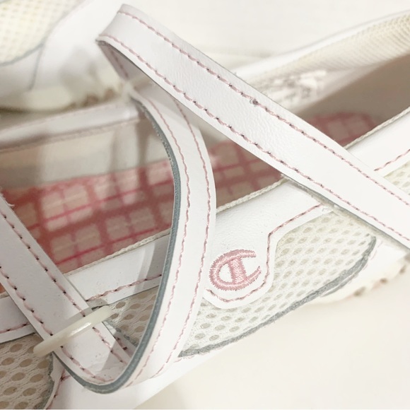 Champion White Leather and Mesh Slip On Strappy Sneakers Velcro Closure Sporty - Picture 10 of 12